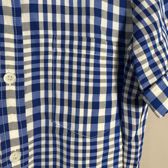 Theory Mayvine Dillon Plaid Linen Mini Shirt Dress Women 4 Blue White Preppy NWT - Picture 11 of 16